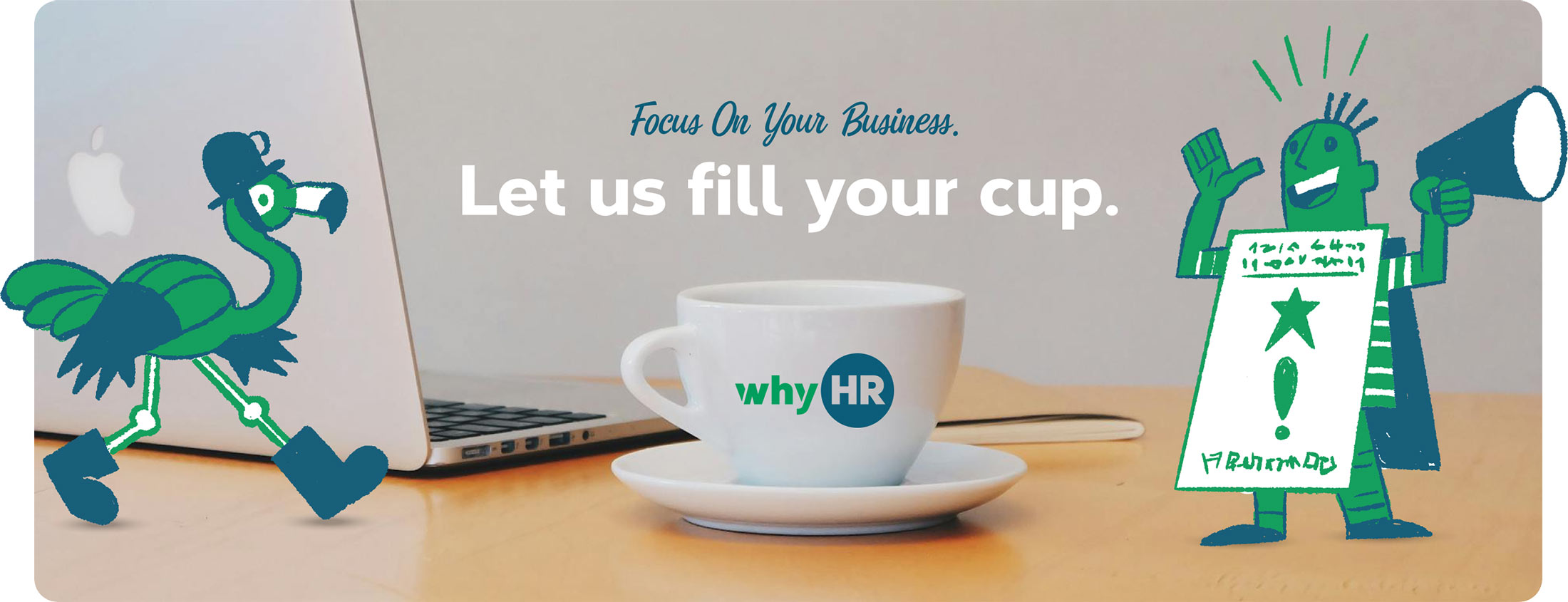 coffee cup with WhyHR logo